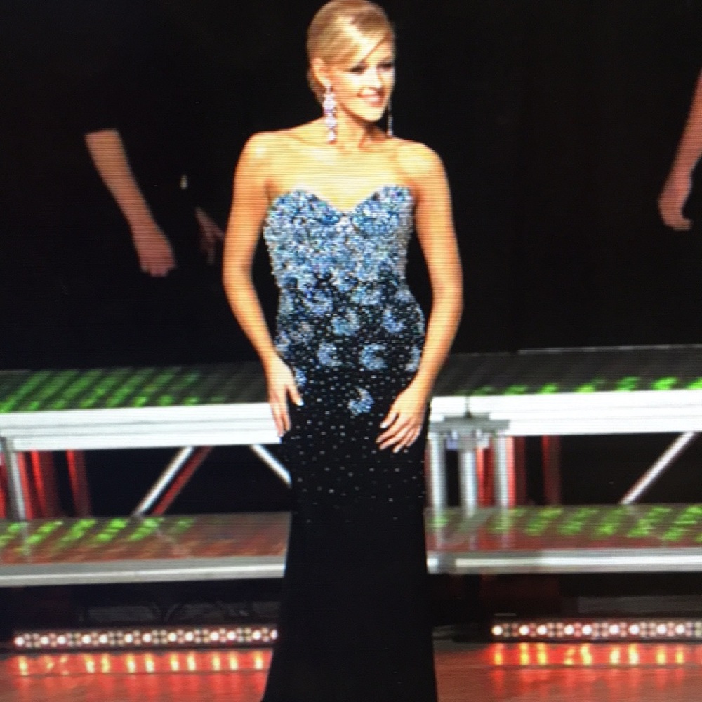 Black and blue macduggal evening dress